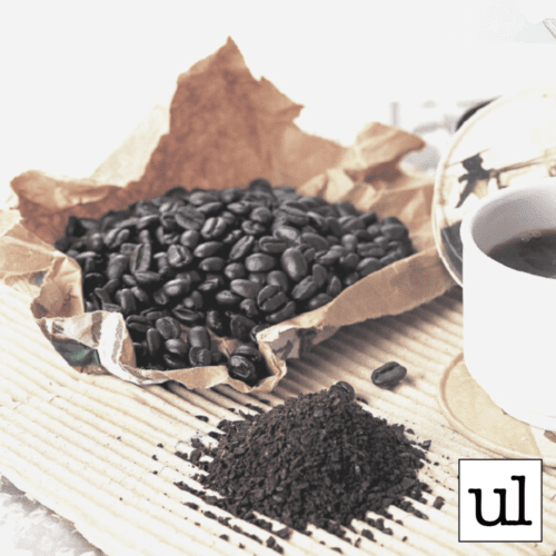 whole coffee beans wrapped in paper
